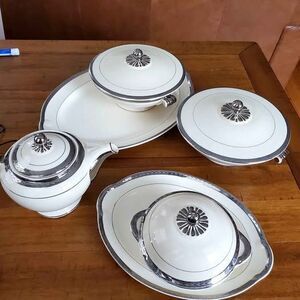 1935 TST Taylor Smith Taylor empire silver oak serving set casseroles set